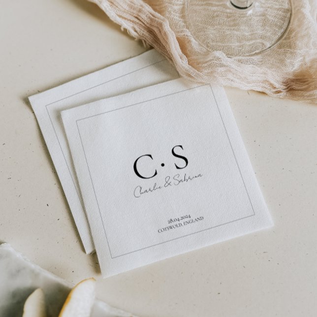 Serviette En Papier Mariage monogramme simple (Créateur téléchargé)