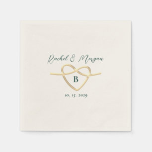 Serviette En Papier Mariage Monogramme vert émeraude