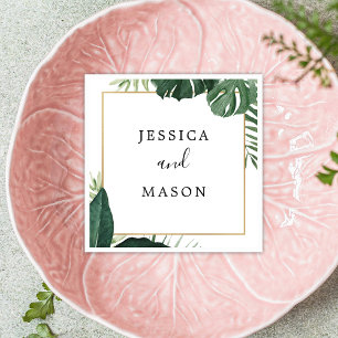 Serviette En Papier Mariage Monstera Tropical Cocktail Napkin