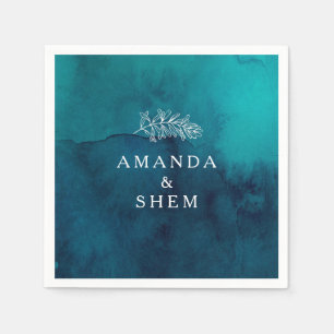 Serviette En Papier Mariage Moody Ocean Watercolor