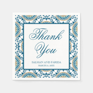 Serviette En Papier Mariage Mosaïque Persane Bleue Élégante