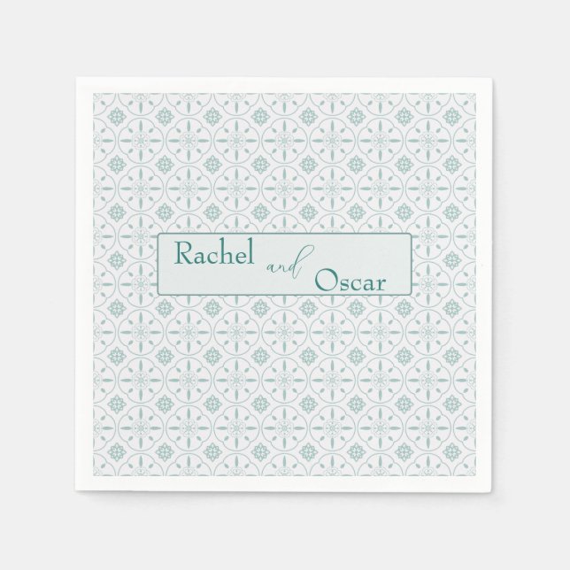 Serviette En Papier Mariage motif bleu pastel (Devant)