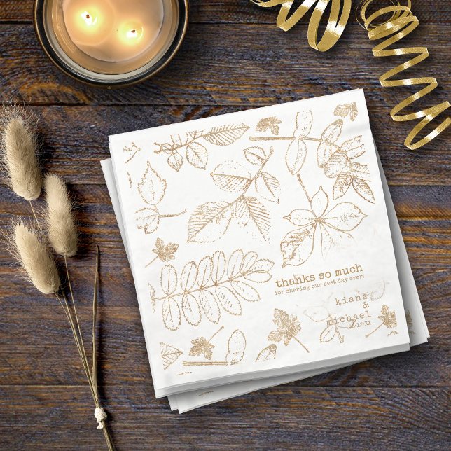 Serviette En Papier Mariage Motif Golden Leaf ID655 (Créateur téléchargé)