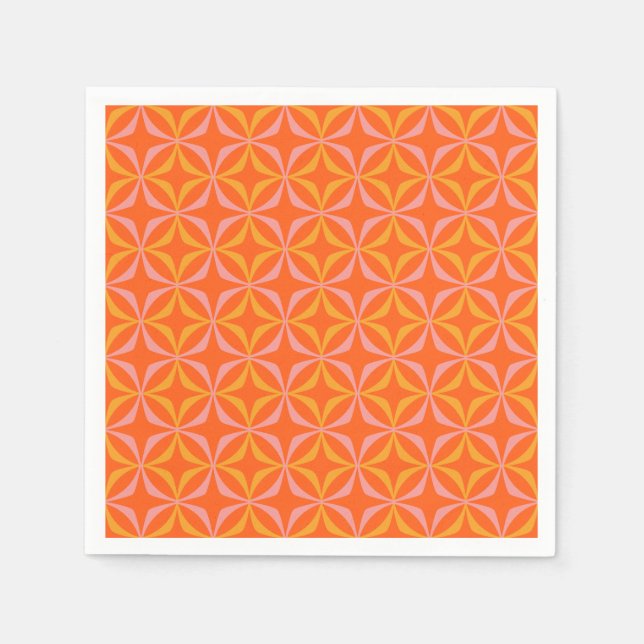 Serviette En Papier Mariage Motif moderne orange et jaune (Devant)