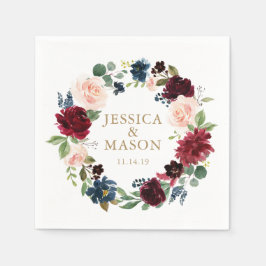 Serviette En Papier Mariage Napkin Burgundy Cocktail Napkin