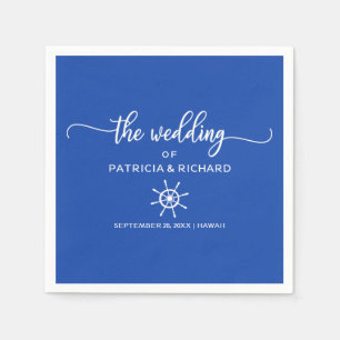 Serviette En Papier Mariage Nautional Bleu Royal et Blanc