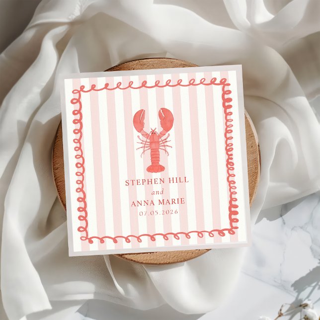 Serviette En Papier Mariage nautique Napkin de homard rose (Créateur téléchargé)