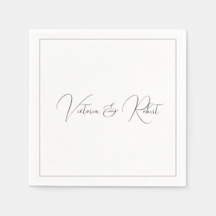 Serviette En Papier Mariage noir & blanc moderne