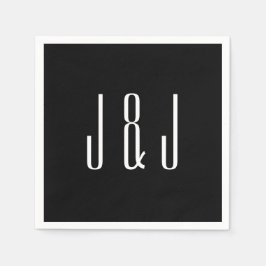 Serviette En Papier Mariage noir clair moderne