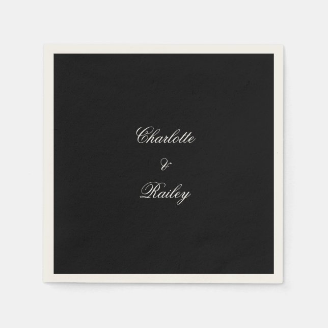 Serviette En Papier Mariage noir et blanc (Devant)