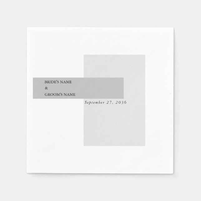 Serviette En Papier Mariage noir et blanc moderne (Devant)