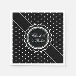 Serviette En Papier Mariage noir et blanc rétro
