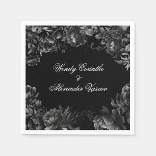 Serviette En Papier Mariage noir gothique classique