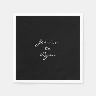 Serviette En Papier Mariage noir "Nom à Nom" Cocktail
