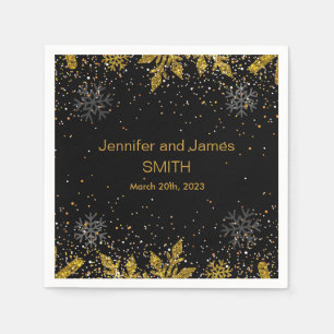 Serviette En Papier Mariage Noir Personnalisé Confetti Parties scintil
