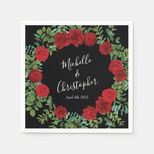 Serviette En Papier Mariage noir Rose gothique