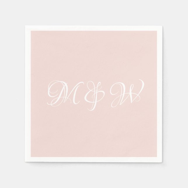 Serviette En Papier Mariage noir rose script monogramme papier personn (Devant)