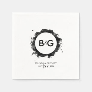 Serviette En Papier Mariage noir simple