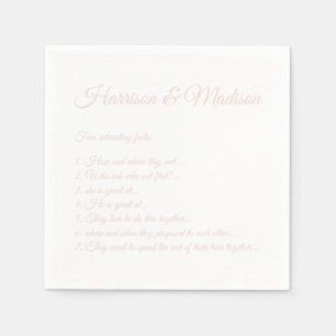 Serviette En Papier Mariage Noms de script Couple Fun Faits blush rose