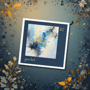 Serviette En Papier Mariage oeuvre d'art à éclaboussures d'encre bleue