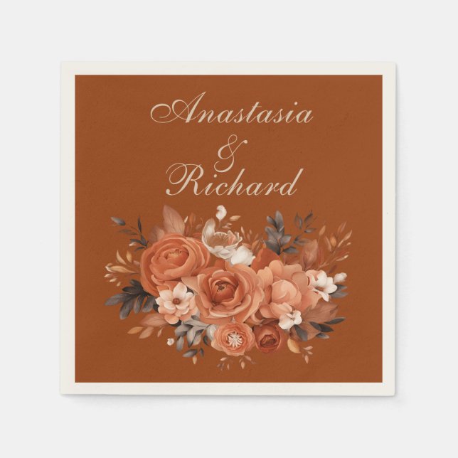 Serviette En Papier Mariage orange brûlé (Devant)