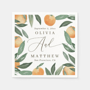 Serviette En Papier Mariage Orange Italien Jardin Rustique aux Agrum