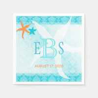 Mariage Orange Turquoise White Beach