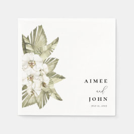 Serviette En Papier Mariage Orchidée blanche Cocktail Napkins