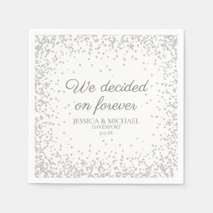 Serviette En Papier Mariage Paillettes Argentées Blanc Nous avons Déci