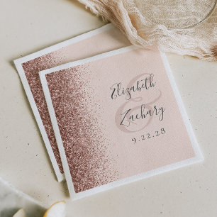 Serviette En Papier Mariage Paillettes Rose Gold Moderne