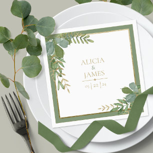 Serviette En Papier Mariage papier verdure doré Napkin