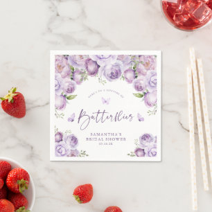 Serviette En Papier Mariage papillons violets modernes