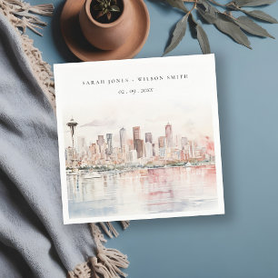 Serviette En Papier Mariage Paysage Aquarelle à Seattle, Washington