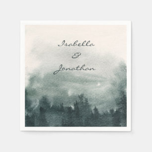 Serviette En Papier Mariage paysager de la forêt d'aquarelles Abstrait
