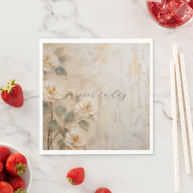 Serviette En Papier Mariage Peach Blush Cream (En situation)