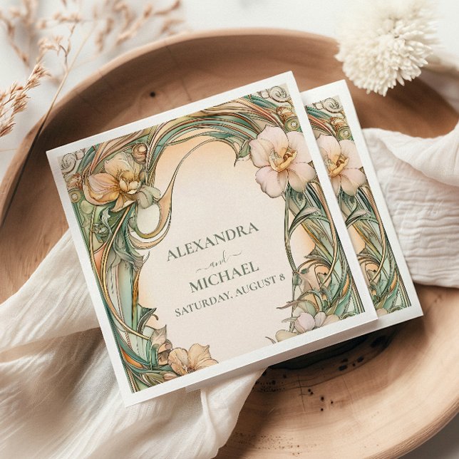 Serviette En Papier Mariage Peach Cream Bloom (Créateur téléchargé)