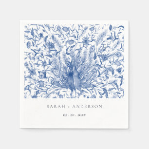 Serviette En Papier Mariage Peacock couleur orange bleu encre