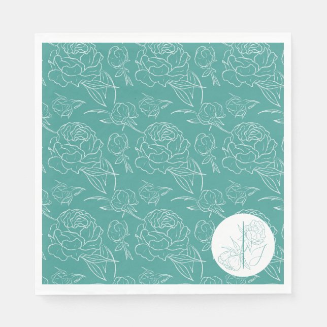 Serviette En Papier Mariage Peony Elegance (Devant)