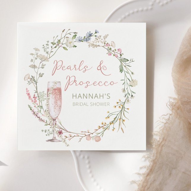 Serviette En Papier Mariage Perles et Prosecco : Réception de Mariée (Créateur téléchargé)