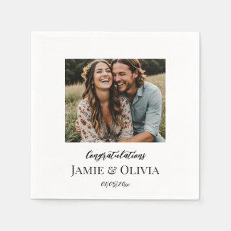Serviette En Papier Mariage personnalisé - ajoutez photo et date