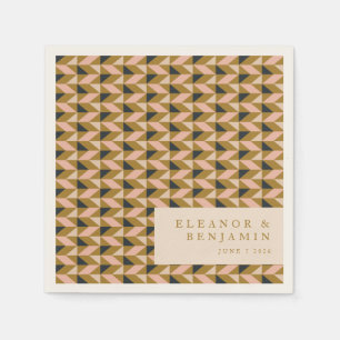 Serviette En Papier Mariage personnalisé Art Déco rose gold