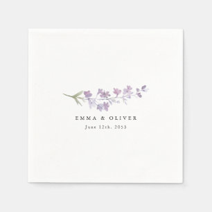 Serviette En Papier Mariage personnalisé aux fleurs sauvages de lavand