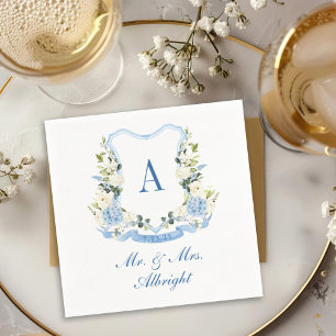 Serviette En Papier Mariage personnalisé avec armoirie florale d'horte