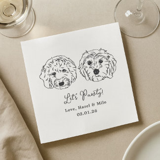Serviette En Papier Mariage personnalisé avec cocktail de chien dessin