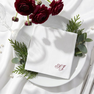 Serviette En Papier Mariage personnalisé avec monogramme minimal pour