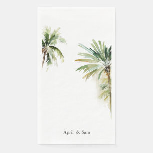 Serviette En Papier Mariage personnalisé avec palmier tropical à l'aqu