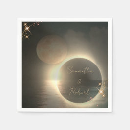 Serviette En Papier Mariage personnalisé avec photo d'éclipse solaire 