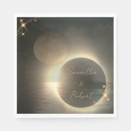Serviette En Papier Mariage personnalisé avec photo d'éclipse solaire 