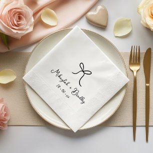 Serviette En Papier Mariage Personnalisé avec Ruban Fantaisiste Noir e
