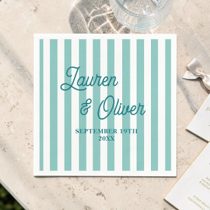 Serviette En Papier Mariage personnalisé bleu sarcelle fiançailles ray